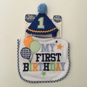 NEW Birthday Bib and Hat Set “My First Birthday” for Infants | Baby Essentials